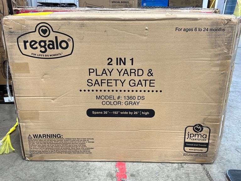 REGALO 2IN1 PLAY YARD & SAFETY GATE IN BOX Earl's Auction Company