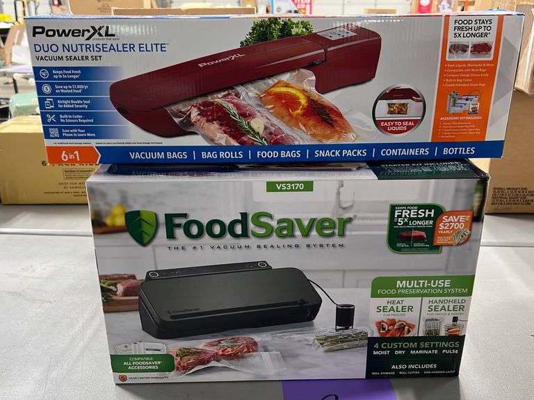 FOOD SAVER VACUUM SEALING SYSTEM & POWERXL DUO NUTRISEALER IN BOXES