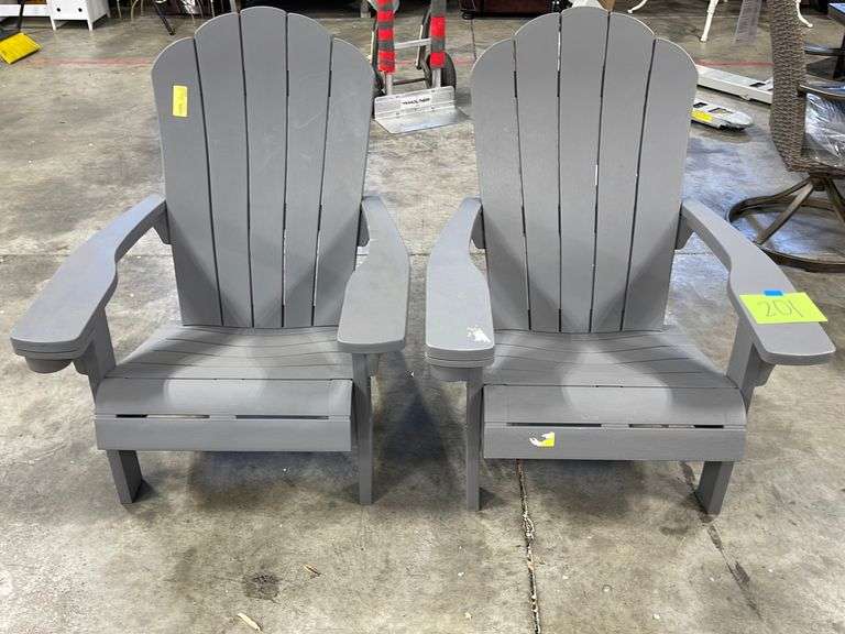 AS IS (2) GREY PLASTIC ADIRONDACK CHAIRS Earl's Auction Company