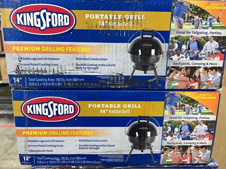 (2) KINGSFORD PORTABLE 14" KETTLE GRILLS IN BOXES Earl's Auction Company