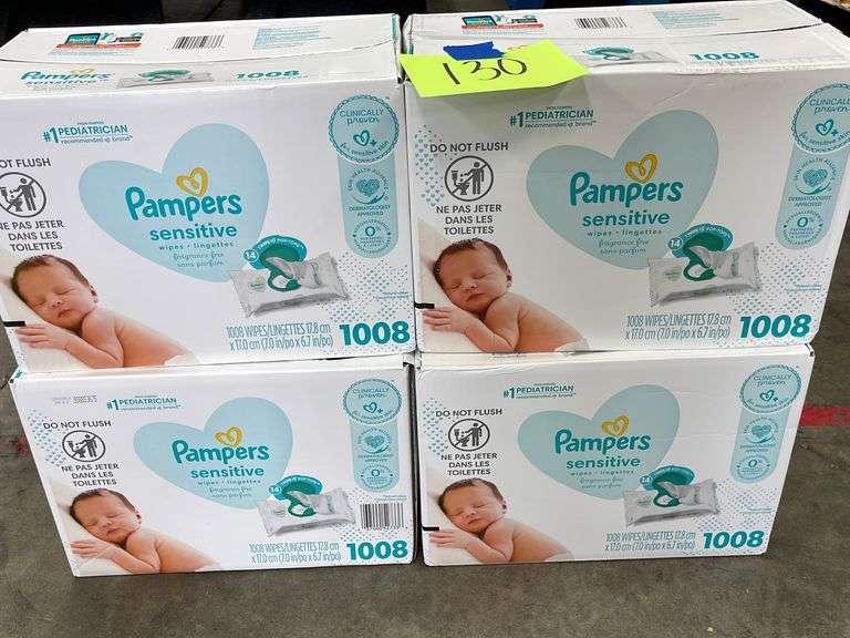 4 BOXES OF PAMPERS SENSITIVE BABY WIPES IN BOX (1008 PER BOX) - Earl's