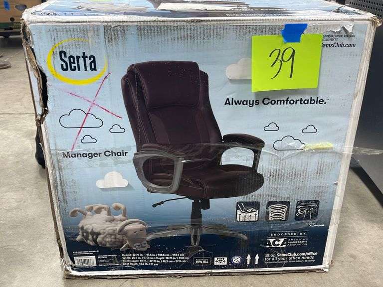 SERTA OFFICE CHAIR IN BOX Earl's Auction Company