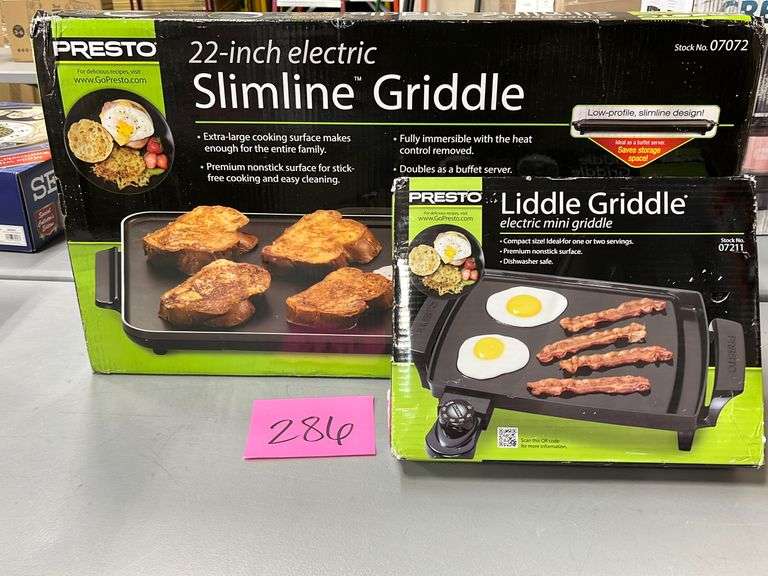 (2) PRESTO ELECTRIC GRIDDLES IN BOXES Earl's Auction Company