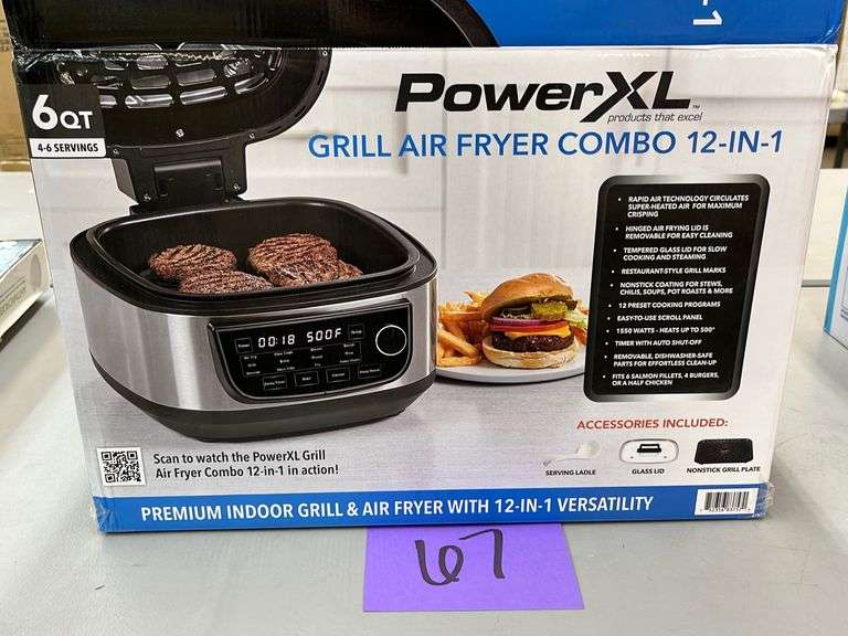 POWER XL GRILL AIR FRYER COMBO IN BOX Earl's Auction Company