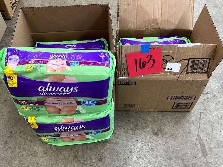 (6) PACKS OF ALWAYS DISCREET SIZE XXL Earl's Auction Company