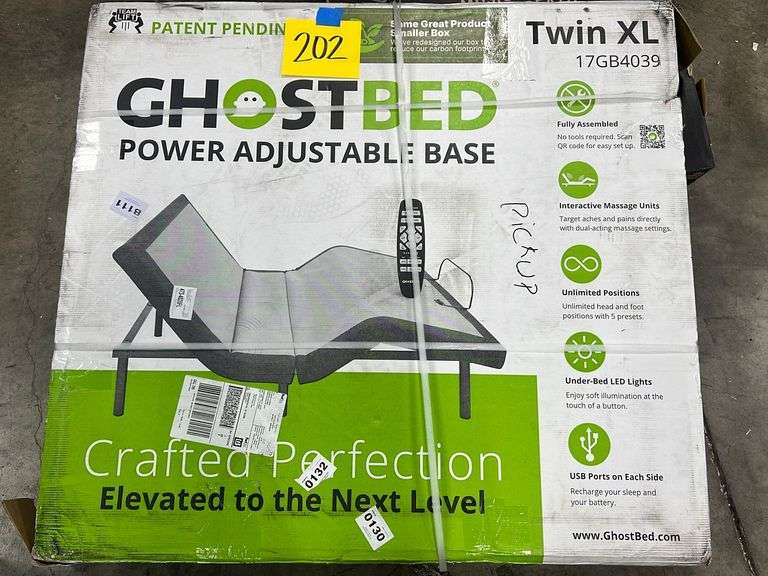 GHOST BED TWIN XL ADJUSTABLE BED BASE IN BOX Earl's Auction Company