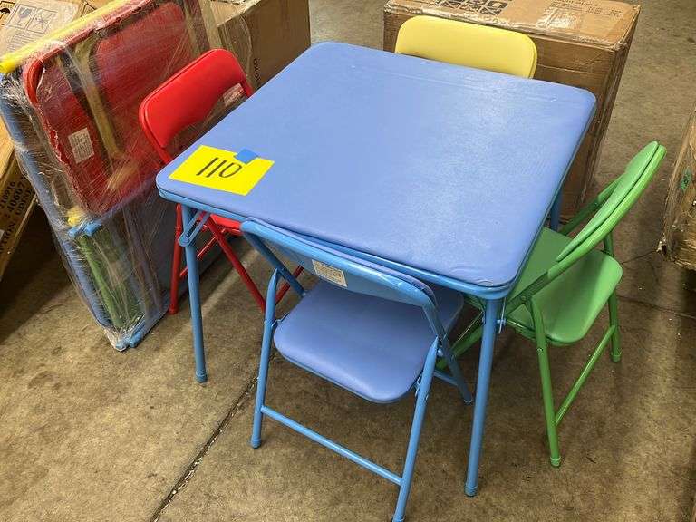 (2) KIDS MULTICOLOR FOLDING TABLES & 4 CHAIRS Earl's Auction Company