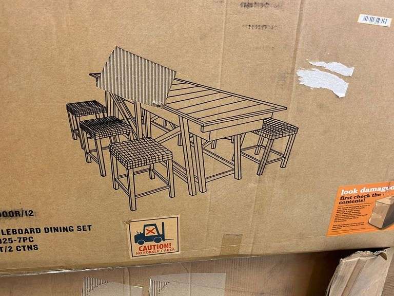 LAKEMONT 7PC SHUFFLEBOARD DINING SET IN BOXES Earl's Auction Company