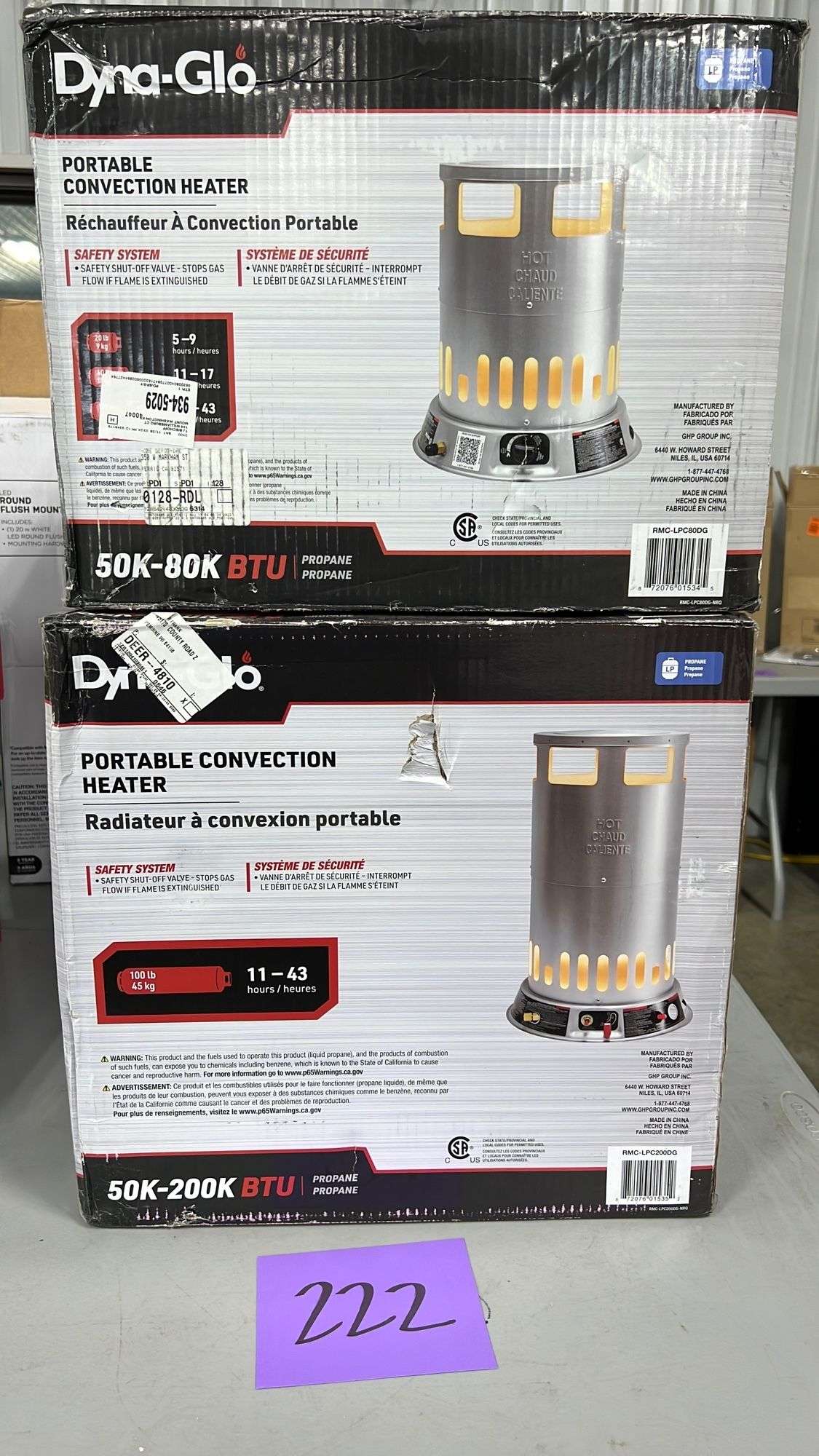 2) DYNA GLO PORTABLE CONVECTION HEATERS IN BOXES - Earl's Auction Company