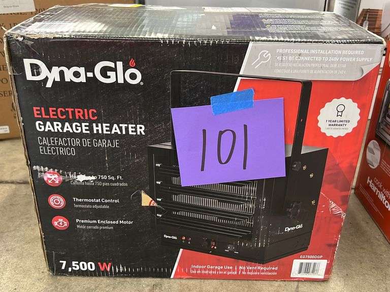DYNA GLO ELECTRIC GARAGE HEATER IN BOX - Earl's Auction Company