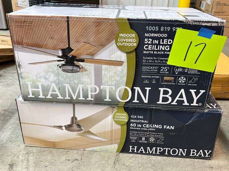 (2) HAMPTON BAY CEILING FANS IN BOXES Earl's Auction Company