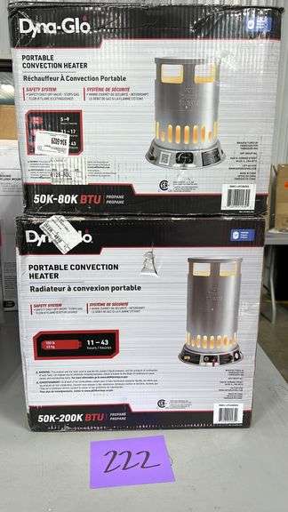 2) DYNA GLO PORTABLE CONVECTION HEATERS IN BOXES - Earl's Auction Company