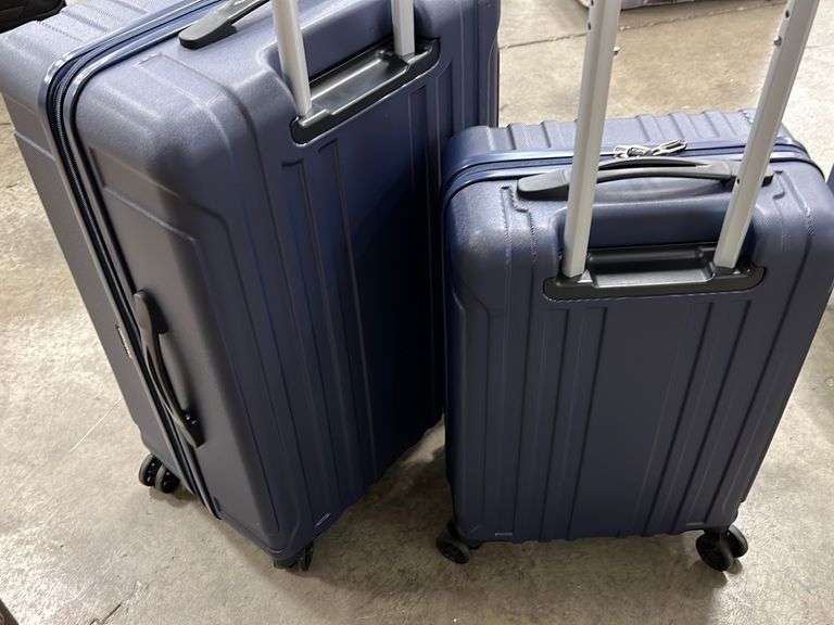 SAMSONITE 2PC HARD SHELL ROLLING LUGGAGE NAVY Earl's Auction Company