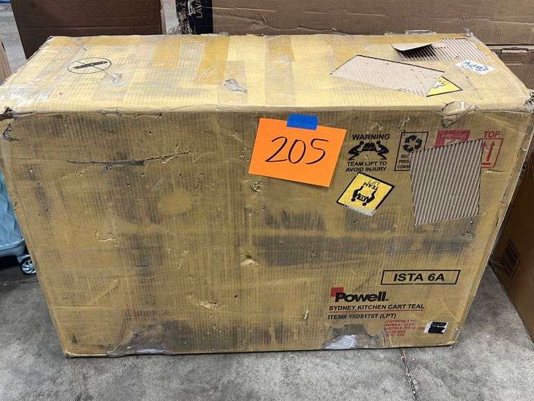 POWELL SYDNEY KITCHEN CART IN BOX TEAL Earl's Auction Company