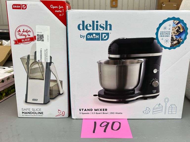 DASH STAND MIXER & MANDOLINE SLICER IN BOXES Earl's Auction Company