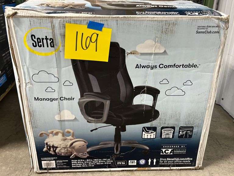 SERTA MANAGERS CHAIR IN BOX Earl's Auction Company