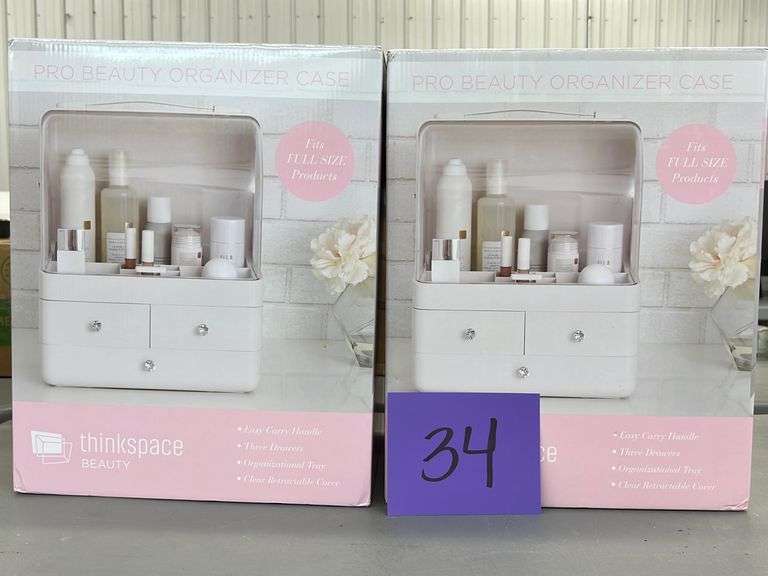 (2) THINKSPACE BEAUTY ORGANIZER CASES IN BOXES Earl's Auction Company