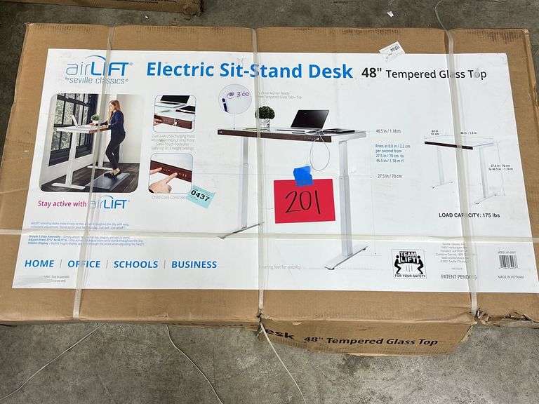 SEVILLE CLASSICS AIR LIFT SITSTAND DESK IN BOX Earl's Auction Company