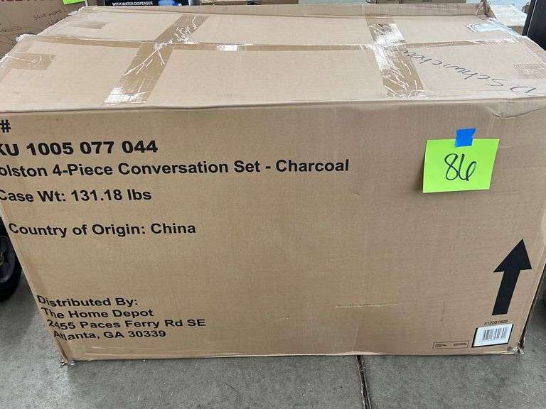 HAMPTON BAY TOLSTON 4PC PATIO CONVERSATION SET IN BOX CHARCOAL Earl