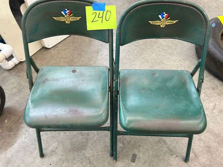 (2) IMS GREEN METAL FOLDING CHAIRS Earl's Auction Company