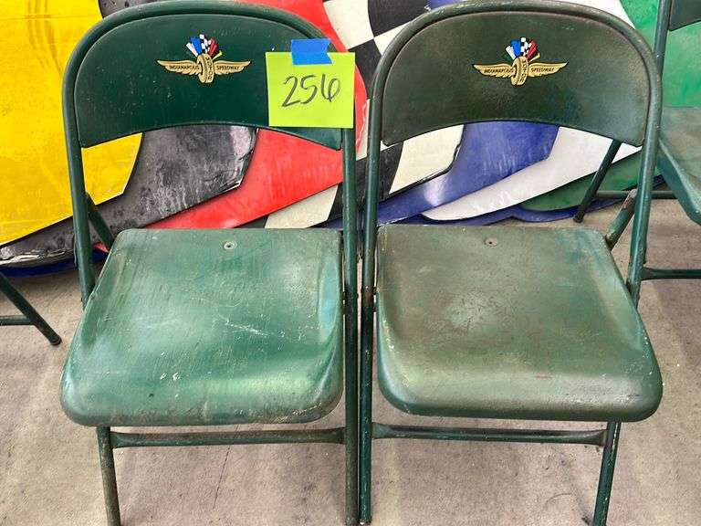 (2) IMS GREEN METAL FOLDING CHAIRS Earl's Auction Company
