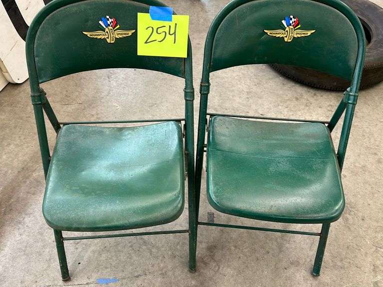 (2) IMS GREEN METAL FOLDING CHAIRS Earl's Auction Company