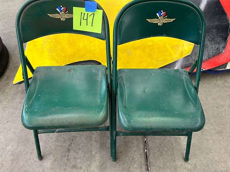 (2) IMS GREEN METAL FOLDING CHAIRS Earl's Auction Company