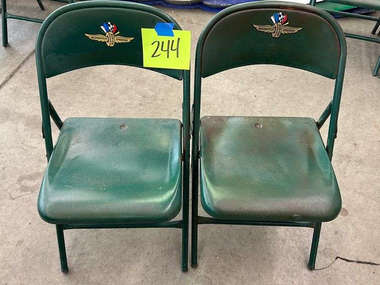 (2) IMS GREEN METAL FOLDING CHAIRS Earl's Auction Company