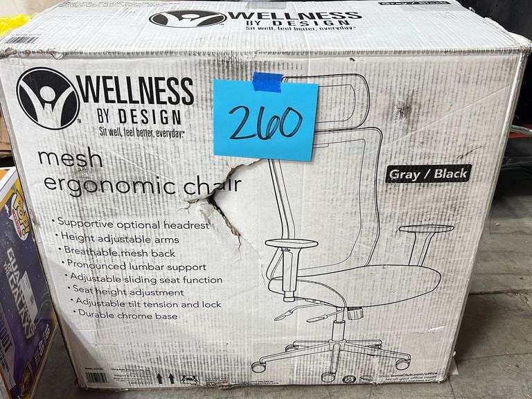 WELLNESS BY DESIGN OFFICE CHAIR IN BOX Earl's Auction Company