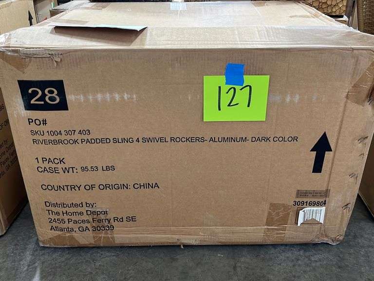 (4) HAMPTON BAY RIVERBROOK SWIVEL ROCKER PATIO CHAIRS IN BOX Earl's