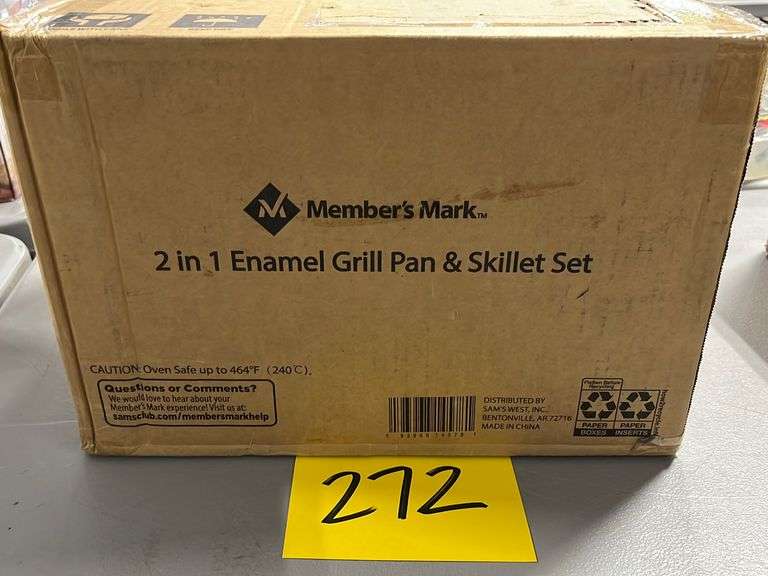 2 IN 1 ENAMEL GRILL PAN & SKILLET SET IN BOX GREY Earl's Auction