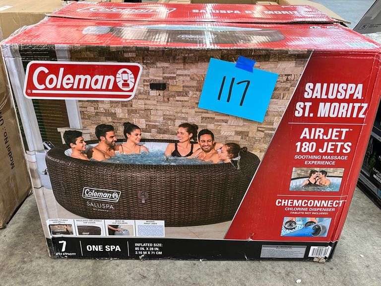 COLEMAN SALUSPA ST MORITZ HOT TUB SPA IN BOX Earl's Auction Company