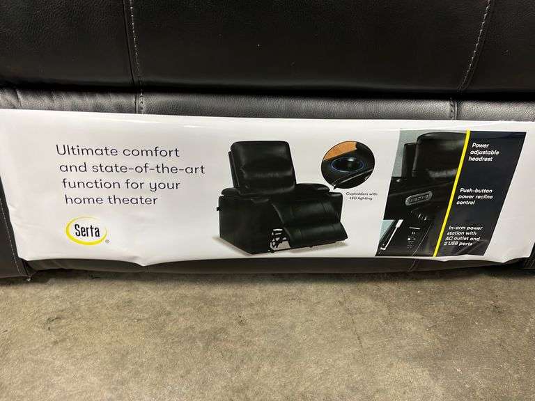 AS IS SERTA HOME THEATER POWER RECLINER BLACK Earl's Auction Company