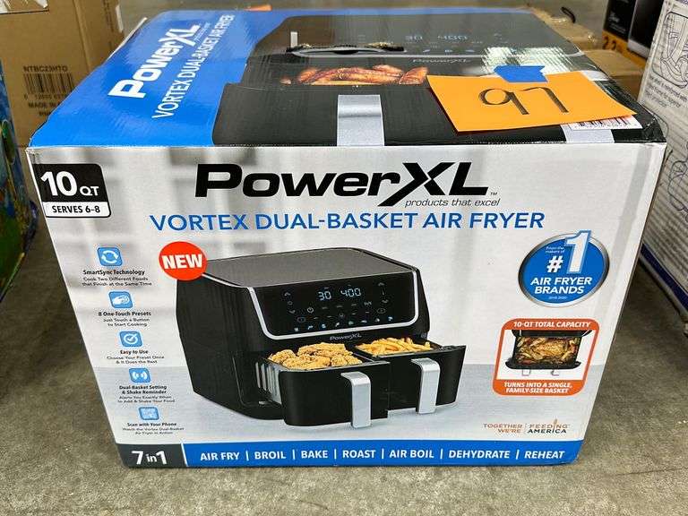 POWER XL VORTEX DUAL BASKET AIR FRYER IN BOX Earl's Auction Company