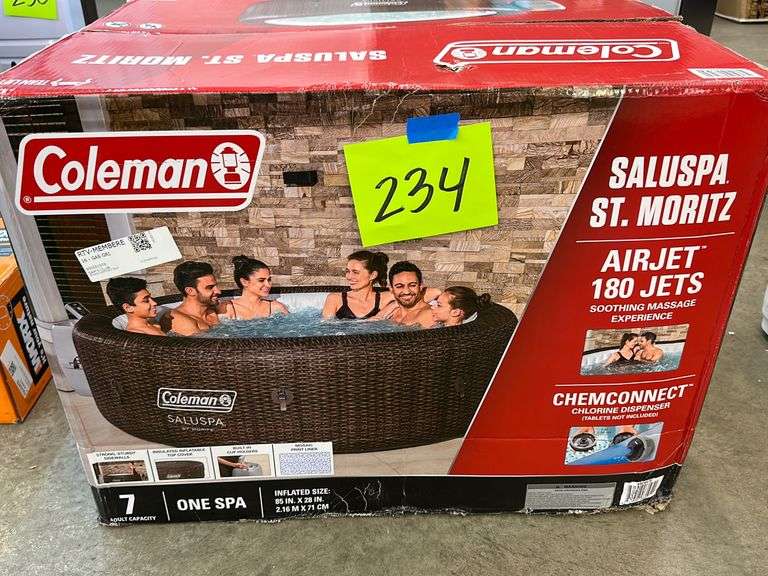 COLEMAN SALUSPA ST MORITZ HOT TUB SPA IN BOX Earl's Auction Company