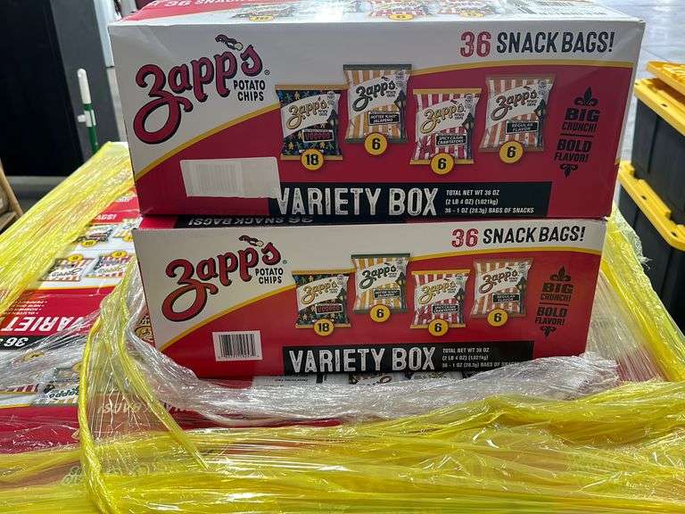 (13) BOXES OF ZAPP'S SNACK BAGS CHIPS (36 BAGS PER BOX) Earl's