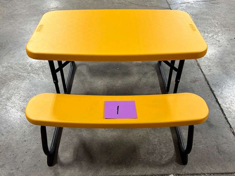 LIFETIME KIDS PLASTIC FOLDING PICNIC TABLE YELLOW Earl's Auction