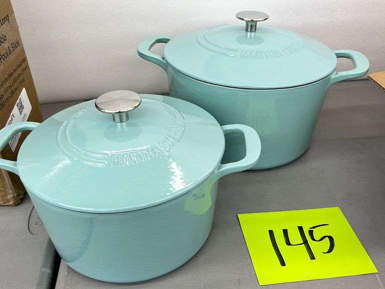 (2) MARTHA STEWART CAST IRON DUTCH OVENS Earl's Auction Company