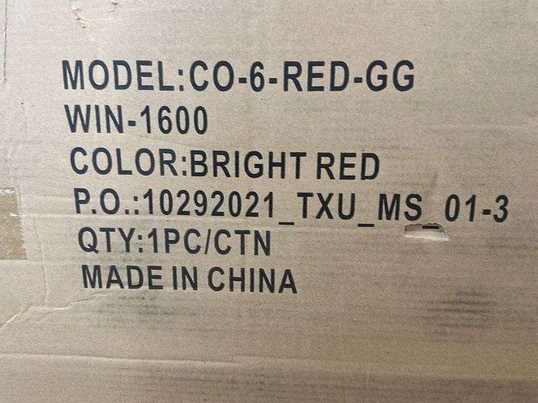 BRIGHT RED SMALL PATIO TABLE IN BOX Earl's Auction Company