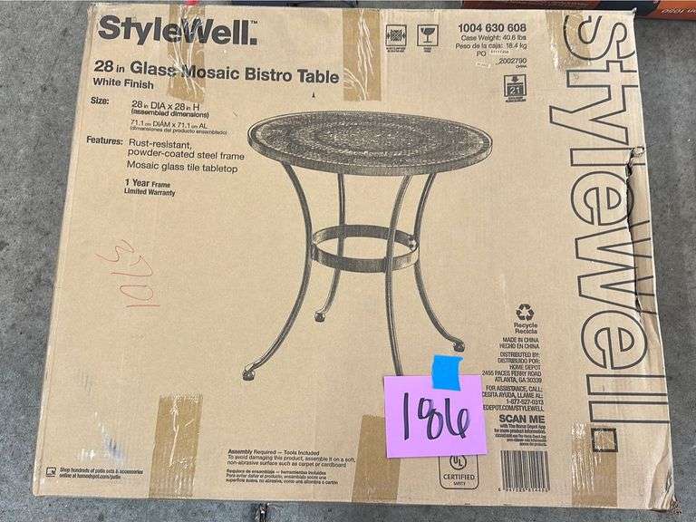 STYLEWELL 28" GLASS MOSAIC BISTRO TABLE IN BOX Earl's Auction Company