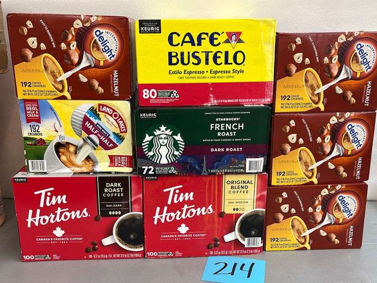 9PC LOT OF COFFEE ITEMS KCUPS & CREAMER Earl's Auction Company