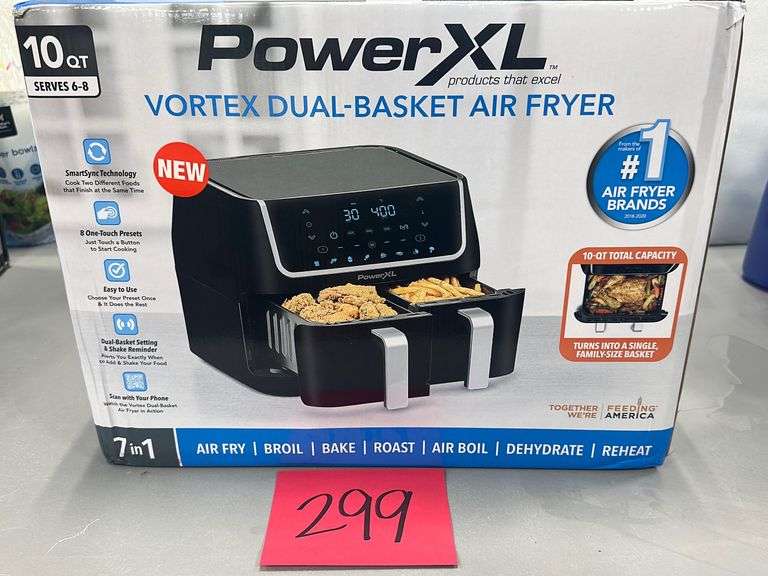 POWER XL VORTEX DUAL BASKET AIR FRYER IN BOX Earl's Auction Company