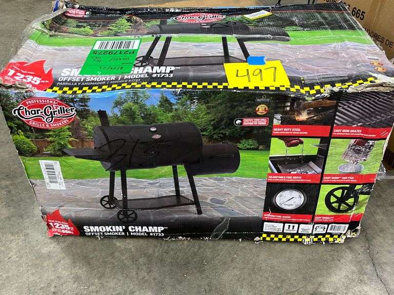 CHAR GRILLER SMOKIN CHAMP OFFSET SMOKER IN BOX Earl
