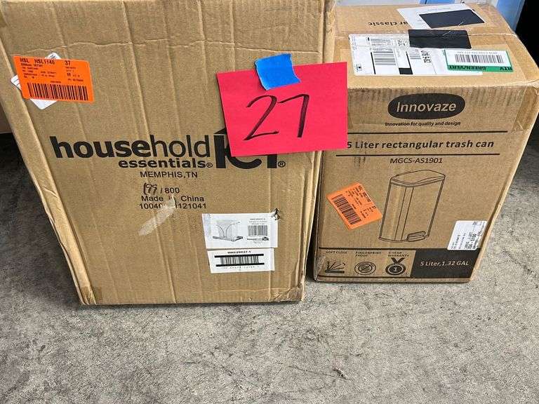 SLIDING DRAWER TRASH CAN & SMALL TRASH CAN IN BOX Earl's Auction Company