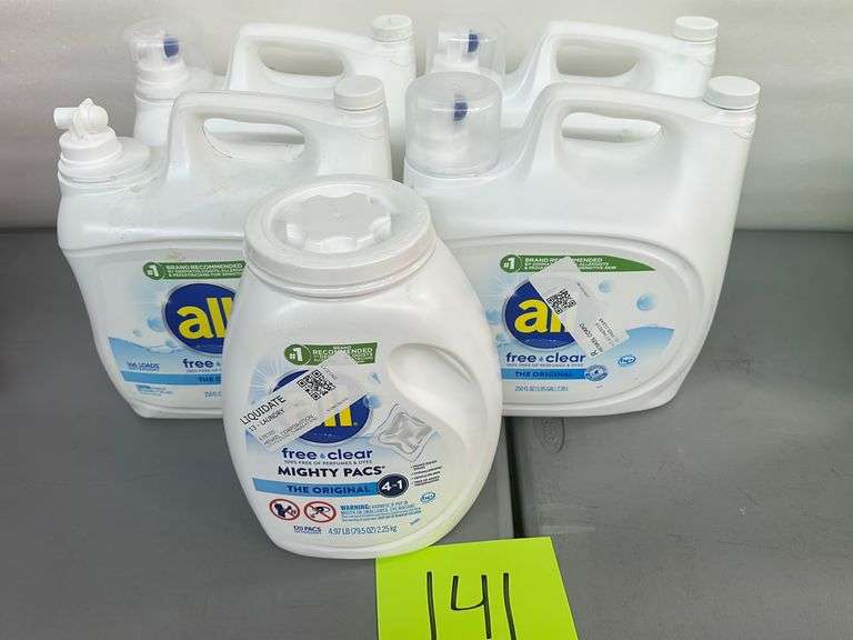 (4) JUGS OF ALL LAUNDRY DETERGENT & (1) PACK OF PODS Earl's Auction