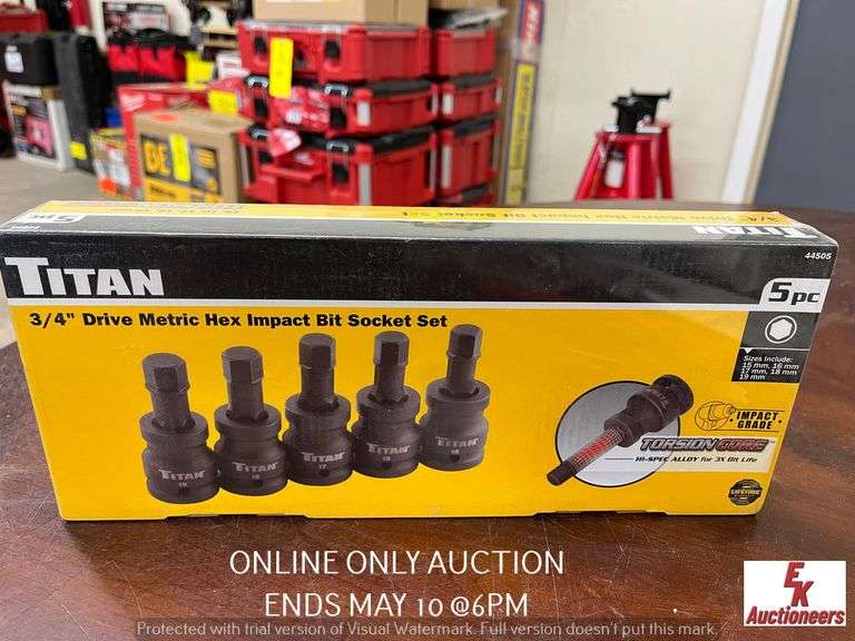 TITAN 3/4 DRIVE (5PC) METRIC IMPACT SOCKET SET15MM,16MM,17MM,18MM