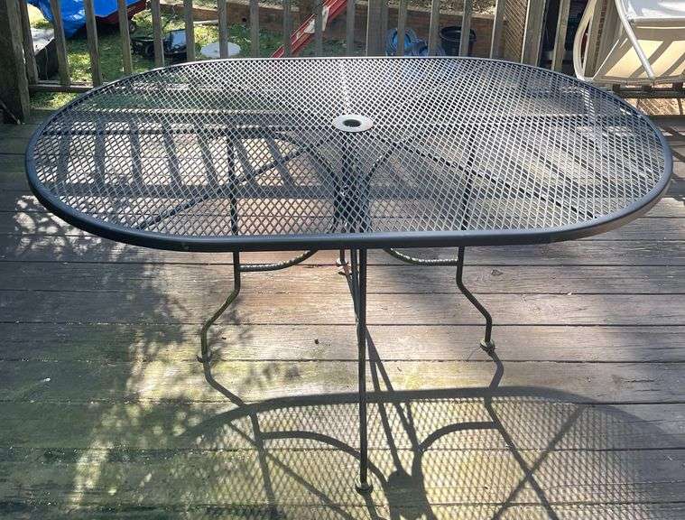 Black Metal Mesh Oval Patio Table Estate Rescue Queens