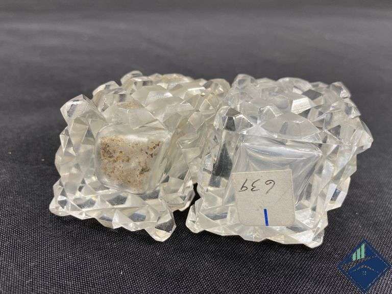 Vintage Cut Glass Diamond Salt & Pepper & Cut Glass Sterling Silver