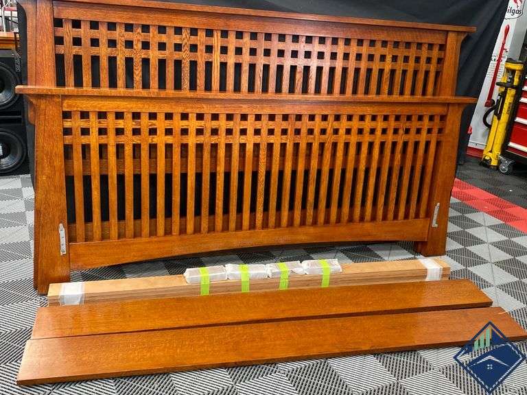 Mission Style Solid Quarter Sawn Oak King Size Headboard & Footboard