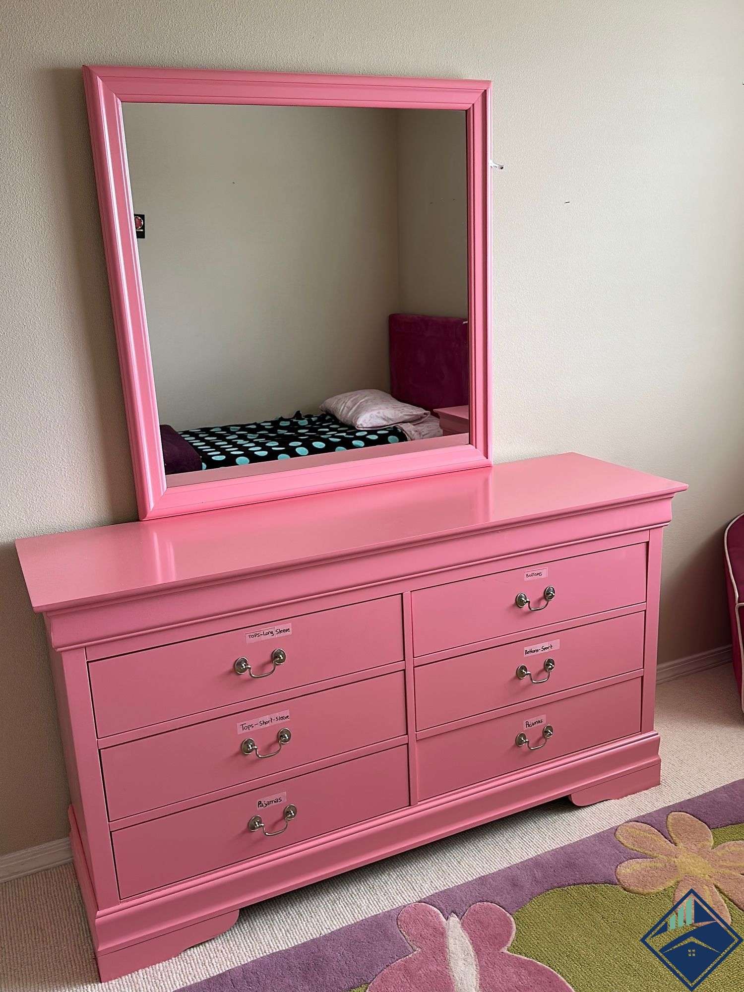 Pink Dresser with Mirror *Bring Tools* - Estate Details